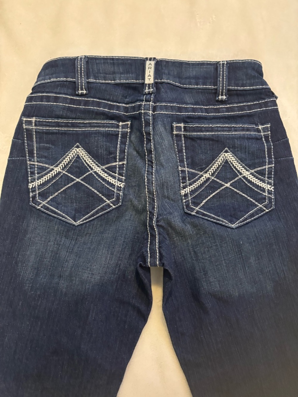 Ariat Dark Blue Denim Jeans with White Embroidered Back Pockets